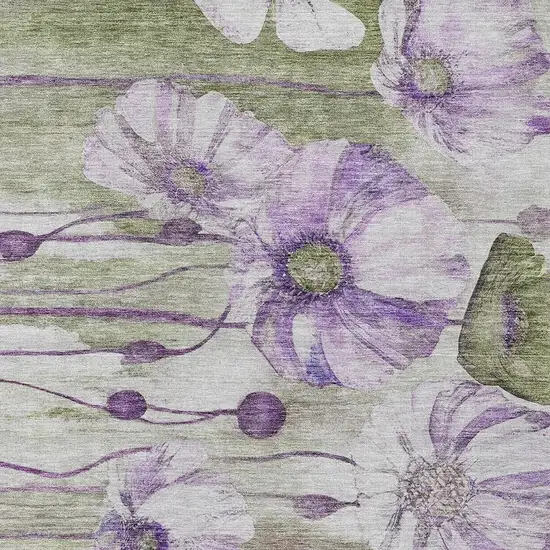 Purple And Lavender Floral Washable Indoor Outdoor Area Rug Photo 5