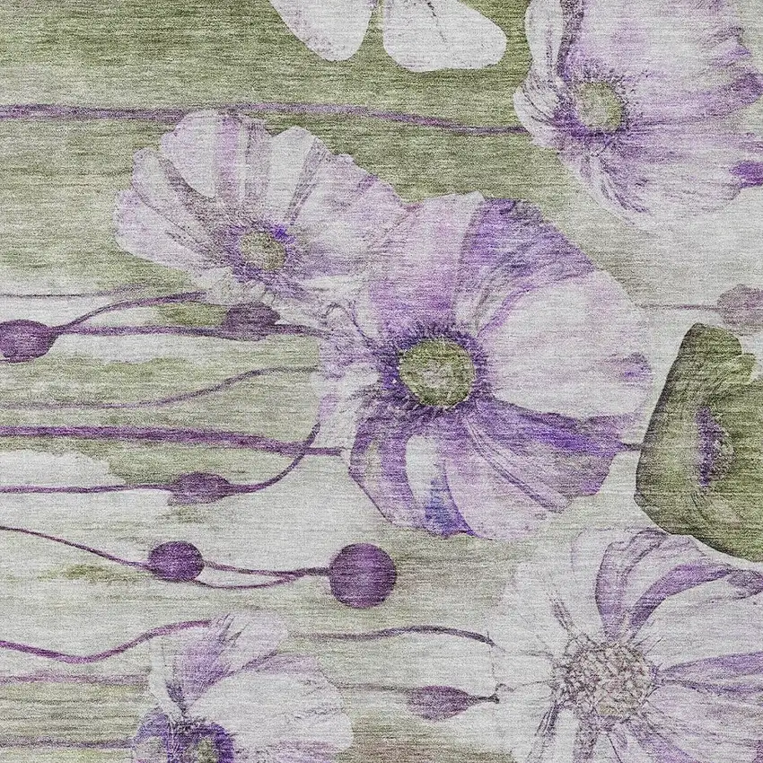 Purple And Lavender Floral Washable Indoor Outdoor Area Rug Photo 5