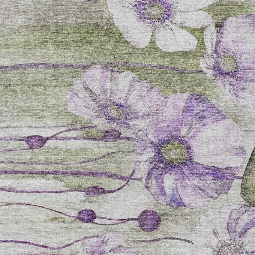Purple And Lavender Floral Washable Indoor Outdoor Area Rug Photo 6