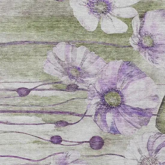 Purple And Lavender Floral Washable Indoor Outdoor Area Rug Photo 6