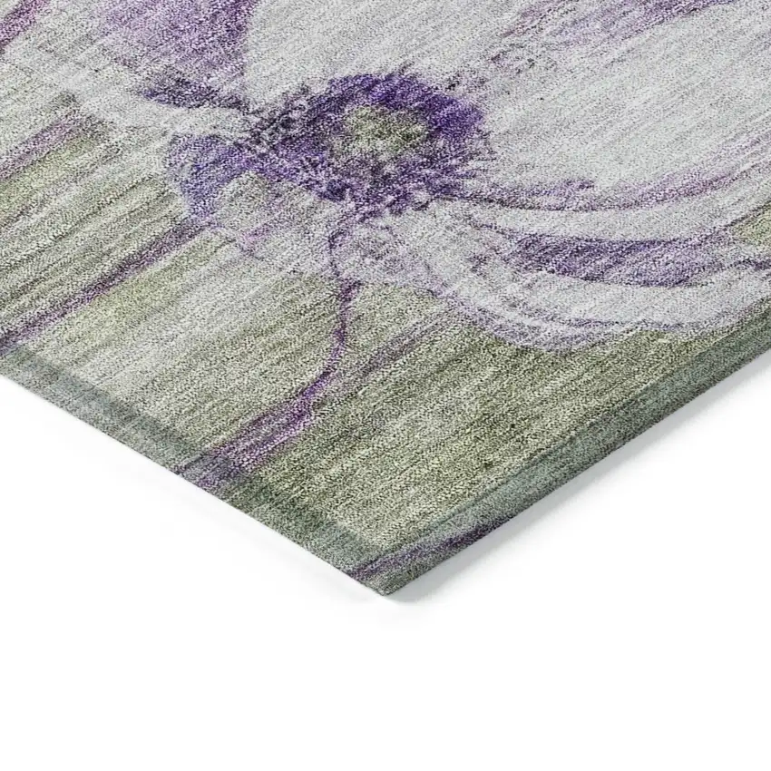 Purple And Lavender Floral Washable Indoor Outdoor Area Rug Photo 3