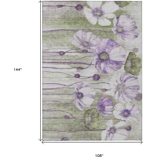 Purple And Lavender Floral Washable Indoor Outdoor Area Rug Photo 3