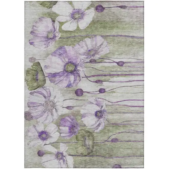 Purple And Lavender Floral Washable Indoor Outdoor Area Rug Photo 7