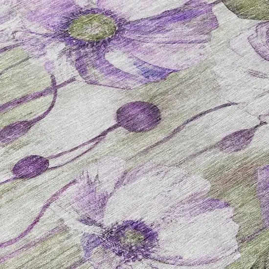 Purple And Lavender Floral Washable Indoor Outdoor Area Rug Photo 4