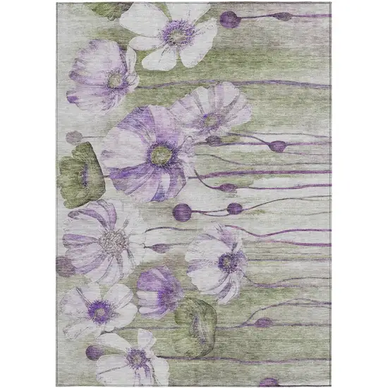 Purple And Lavender Floral Washable Indoor Outdoor Area Rug Photo 6