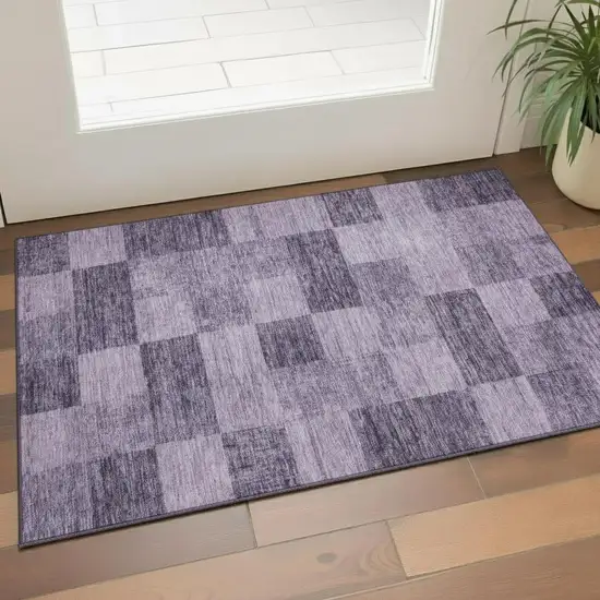 Purple And Lavender Geometric Washable Area Rug With UV Protection Photo 2