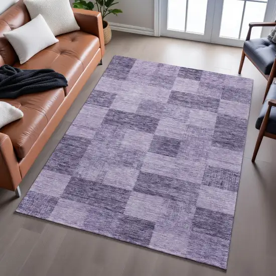 Purple And Lavender Geometric Washable Area Rug With UV Protection Photo 5