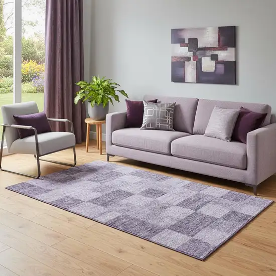 Purple And Lavender Geometric Washable Area Rug With UV Protection Photo 2