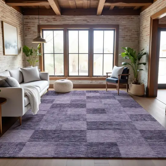 Purple And Lavender Geometric Washable Area Rug With UV Protection Photo 4