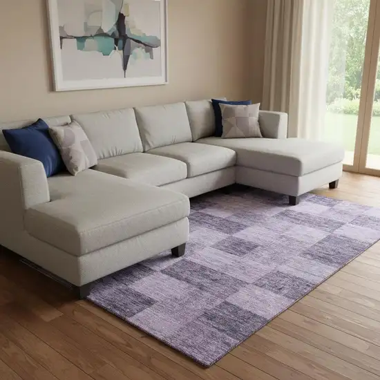 Purple And Lavender Geometric Washable Area Rug With UV Protection Photo 2