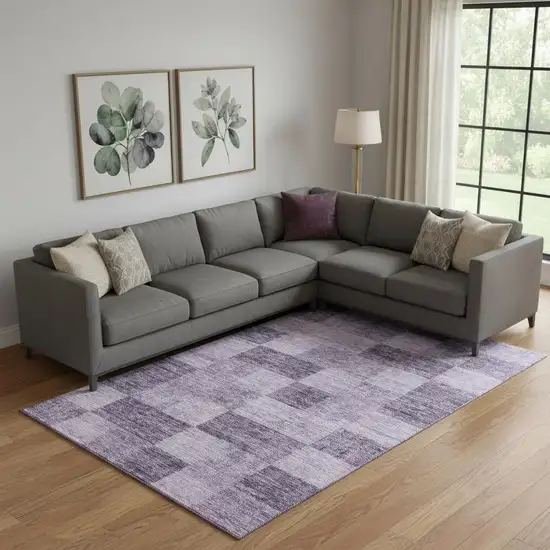 Purple And Lavender Geometric Washable Area Rug With UV Protection Photo 2