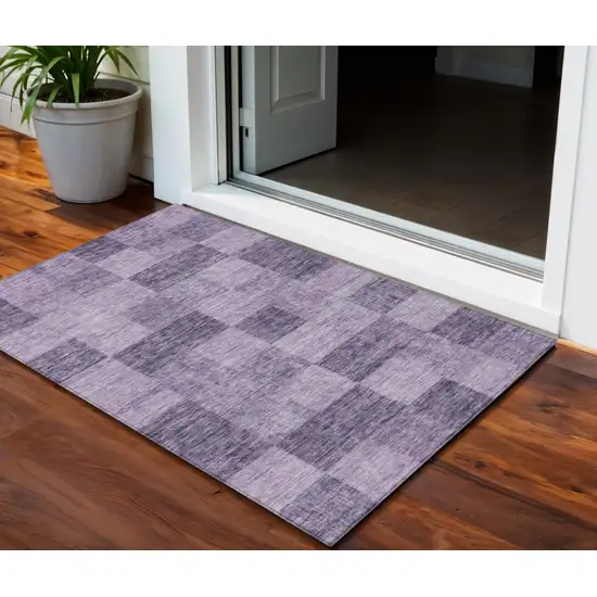 Purple And Lavender Geometric Washable Indoor Outdoor Area Rug Photo 1