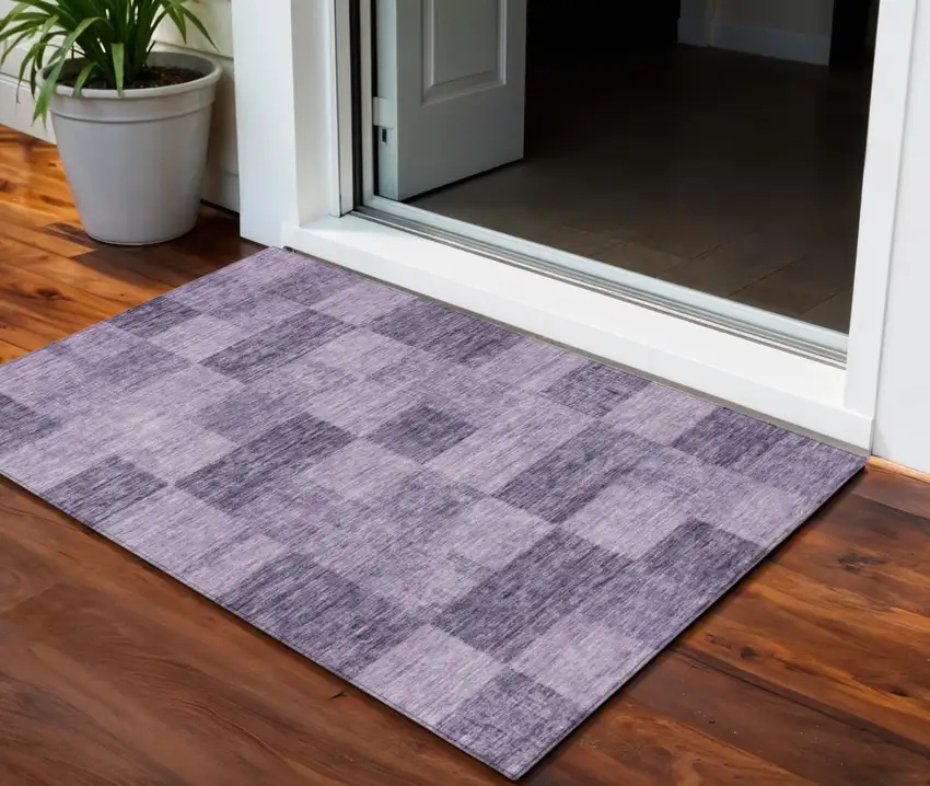 Purple And Lavender Geometric Washable Indoor Outdoor Area Rug Photo 1