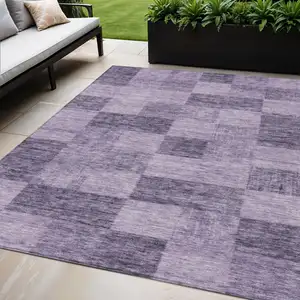 Photo of Purple And Lavender Geometric Washable Indoor Outdoor Area Rug