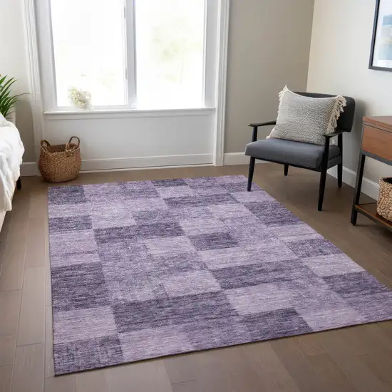 Purple And Lavender Geometric Washable Indoor Outdoor Area Rug Photo 9