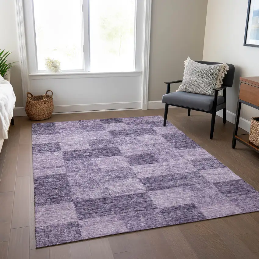 Purple And Lavender Geometric Washable Indoor Outdoor Area Rug Photo 9