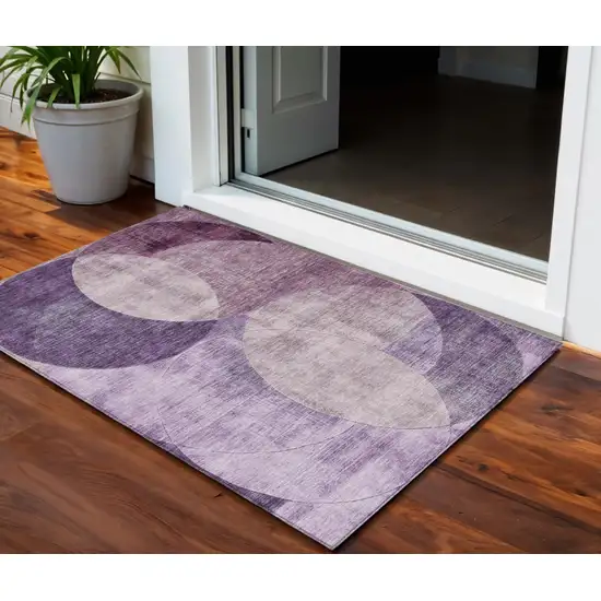 Purple And Lavender Geometric Washable Indoor Outdoor Area Rug Photo 1