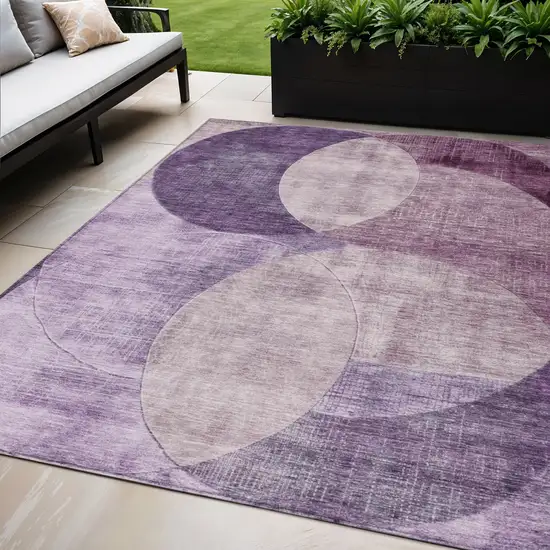 Purple And Lavender Geometric Washable Indoor Outdoor Area Rug Photo 1