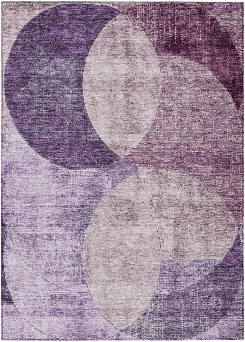 Purple And Lavender Geometric Washable Indoor Outdoor Area Rug Photo 2