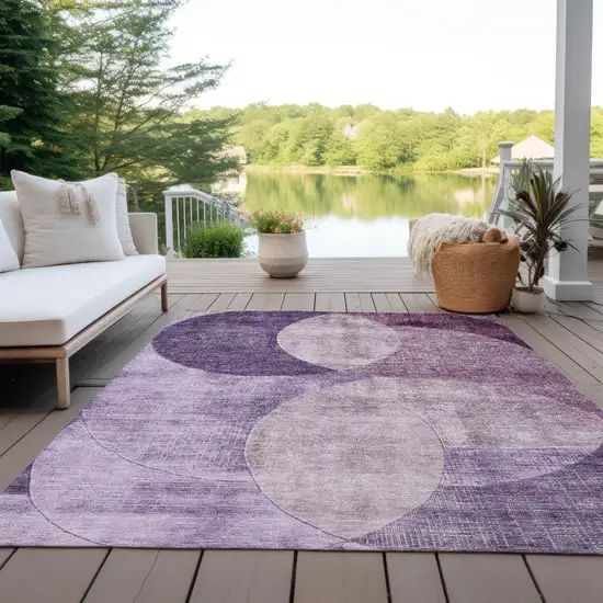 Purple And Lavender Geometric Washable Indoor Outdoor Area Rug Photo 7
