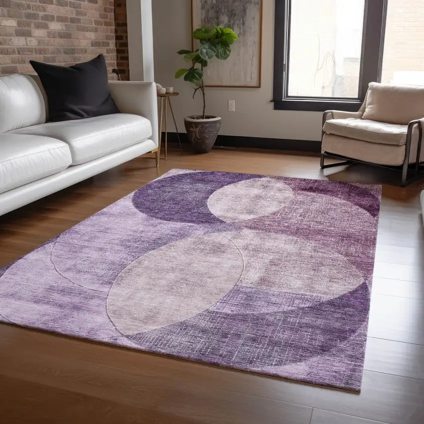 Purple And Lavender Geometric Washable Indoor Outdoor Area Rug Photo 8
