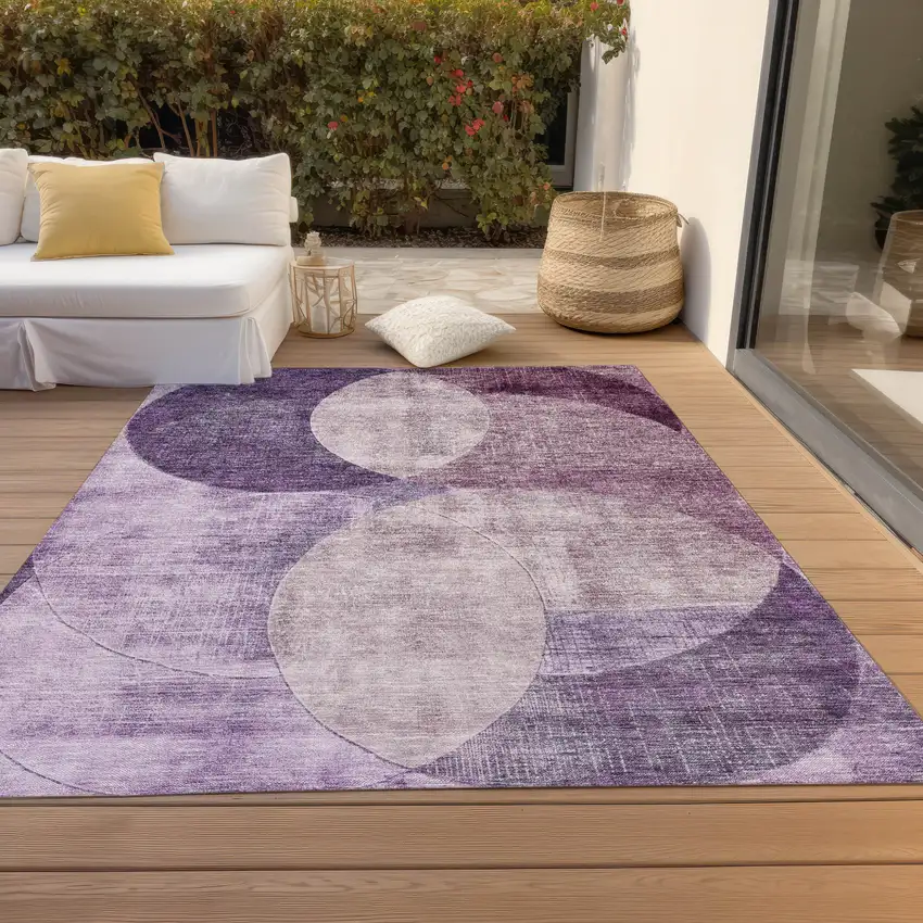 Purple And Lavender Geometric Washable Indoor Outdoor Area Rug Photo 9