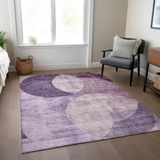 Purple And Lavender Geometric Washable Indoor Outdoor Area Rug Photo 8