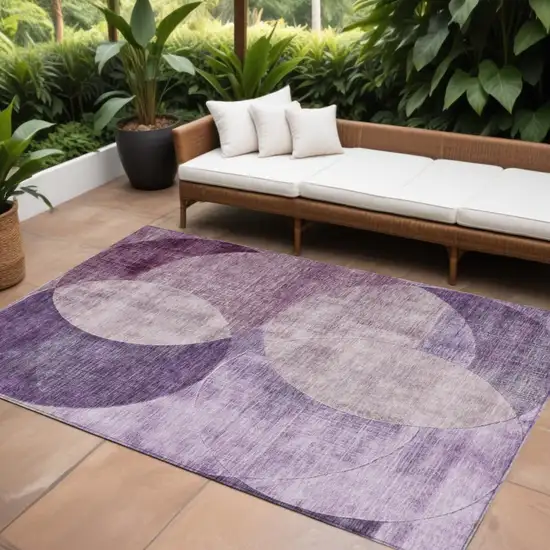 Purple And Lavender Geometric Washable Indoor Outdoor Area Rug Photo 1