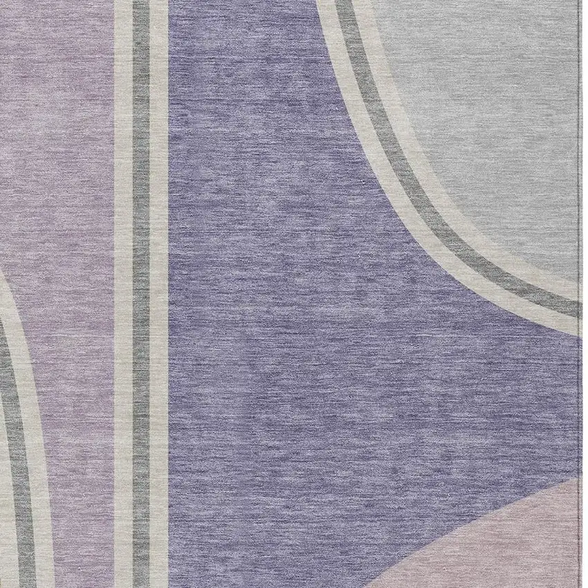 Purple And Lavender Geometric Washable Indoor Outdoor Area Rug Photo 2