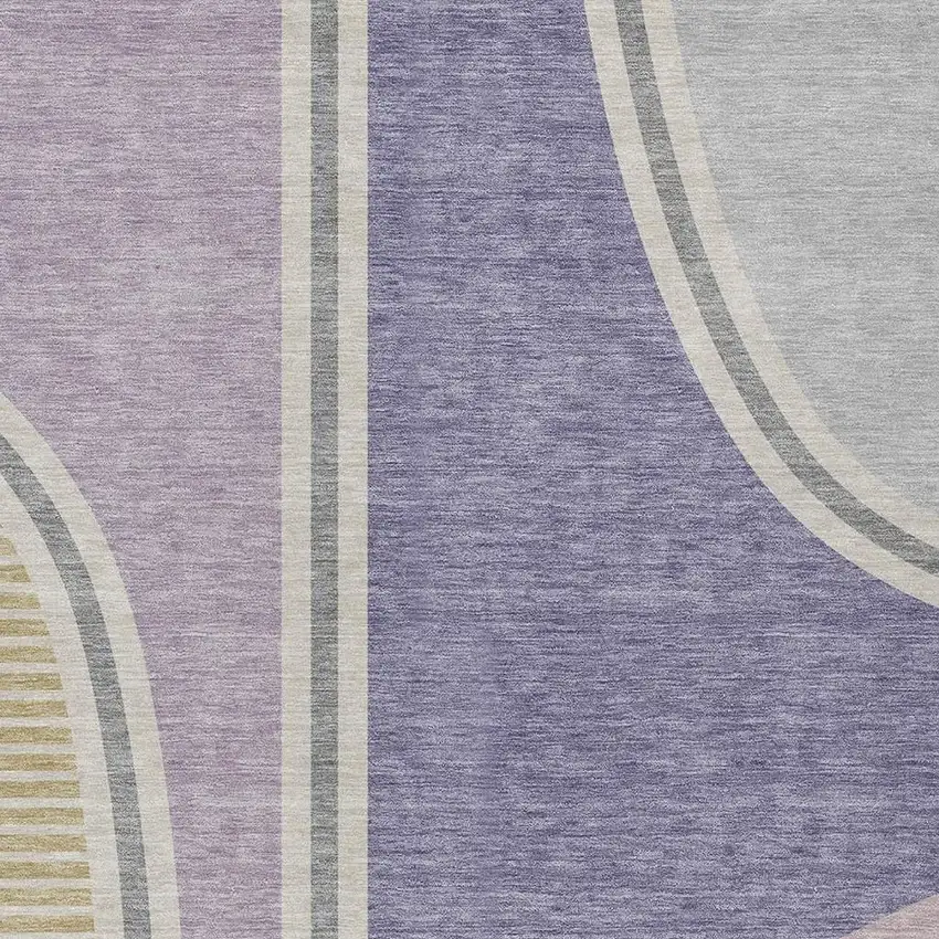 Purple And Lavender Geometric Washable Indoor Outdoor Area Rug Photo 2