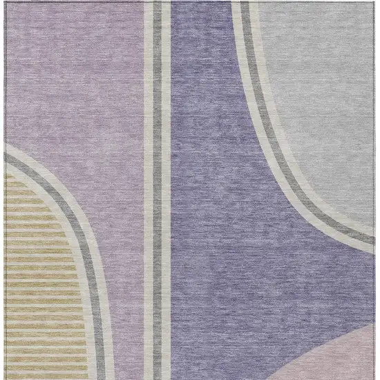 Purple And Lavender Geometric Washable Indoor Outdoor Area Rug Photo 3