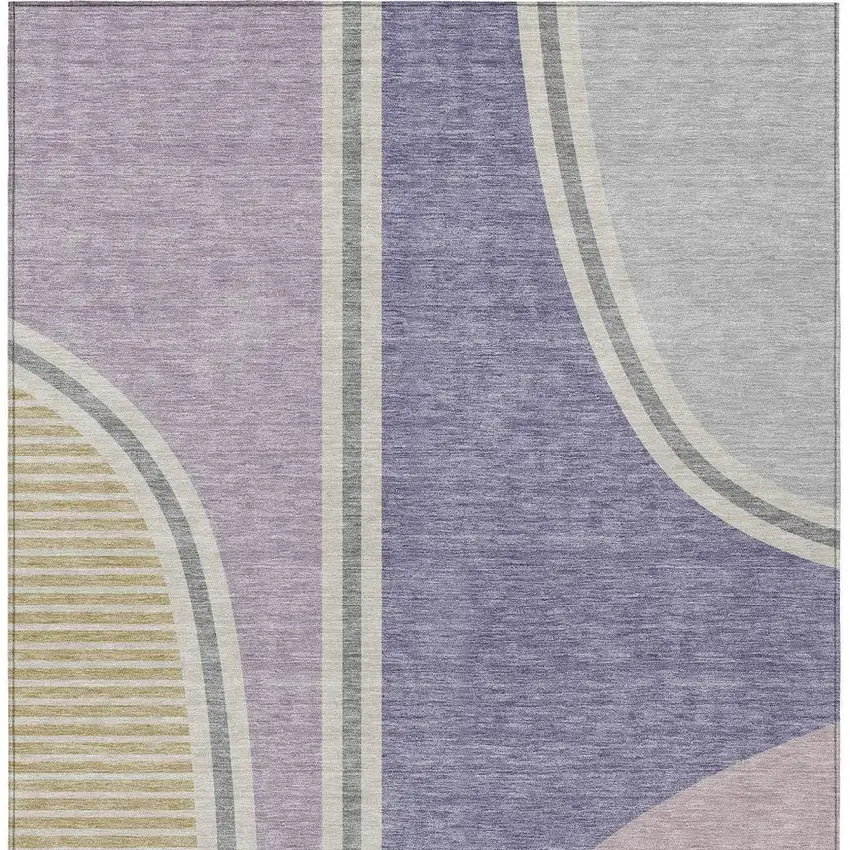 Purple And Lavender Geometric Washable Indoor Outdoor Area Rug Photo 3