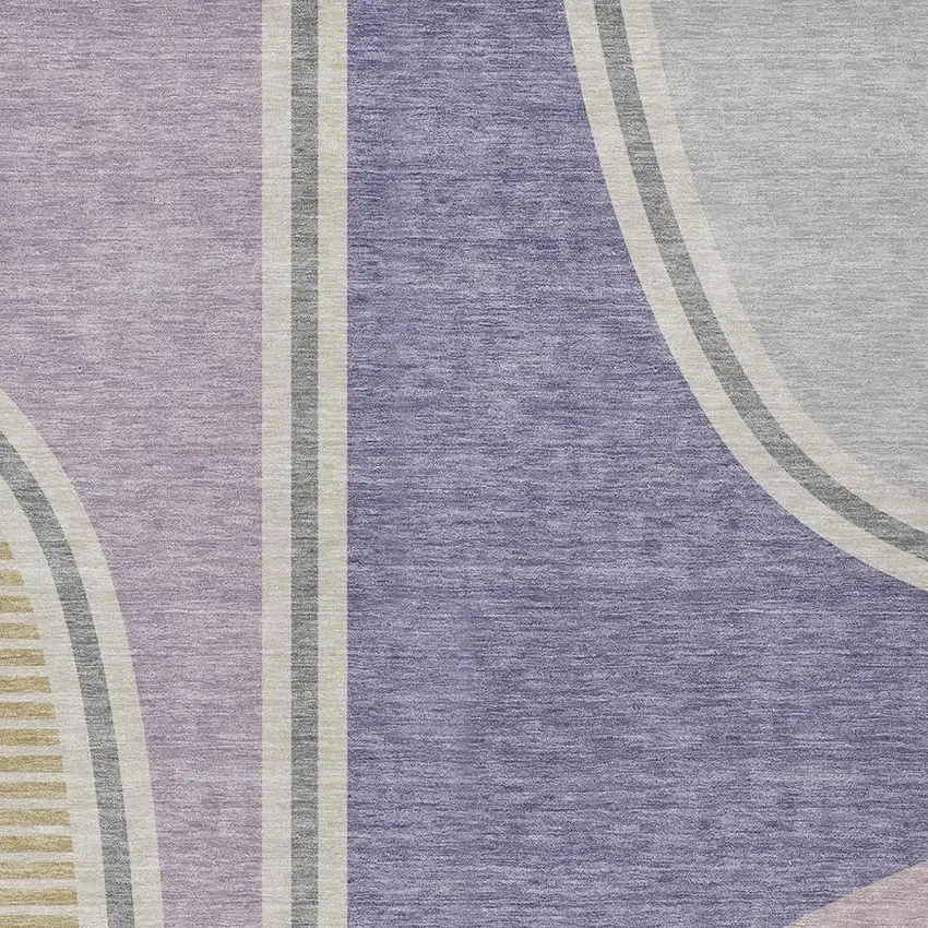 Purple And Lavender Geometric Washable Indoor Outdoor Area Rug Photo 2