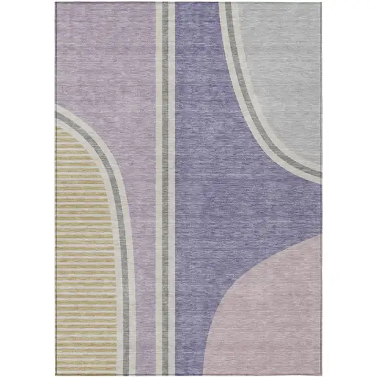 Purple And Lavender Geometric Washable Indoor Outdoor Area Rug Photo 1