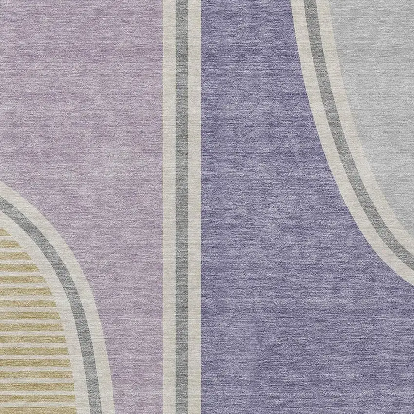 Purple And Lavender Geometric Washable Indoor Outdoor Area Rug Photo 2