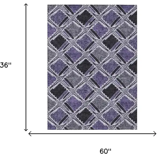 Purple And Lavender Geometric Washable Indoor Outdoor Area Rug Photo 5