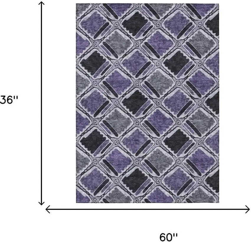 Purple And Lavender Geometric Washable Indoor Outdoor Area Rug Photo 5