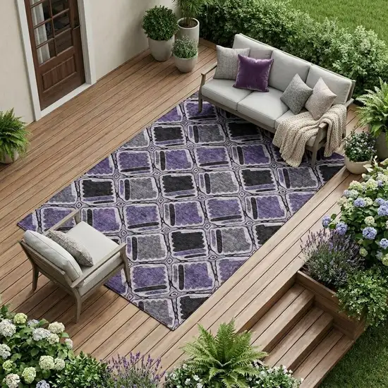 Purple And Lavender Geometric Washable Indoor Outdoor Area Rug Photo 1