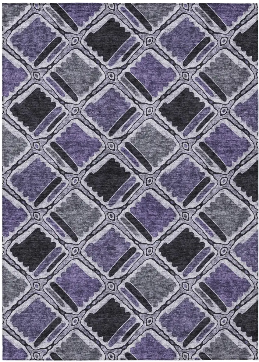 Purple And Lavender Geometric Washable Indoor Outdoor Area Rug Photo 2