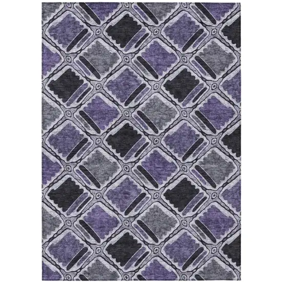 Purple And Lavender Geometric Washable Indoor Outdoor Area Rug Photo 2