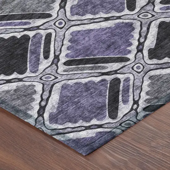 Purple And Lavender Geometric Washable Indoor Outdoor Area Rug Photo 3