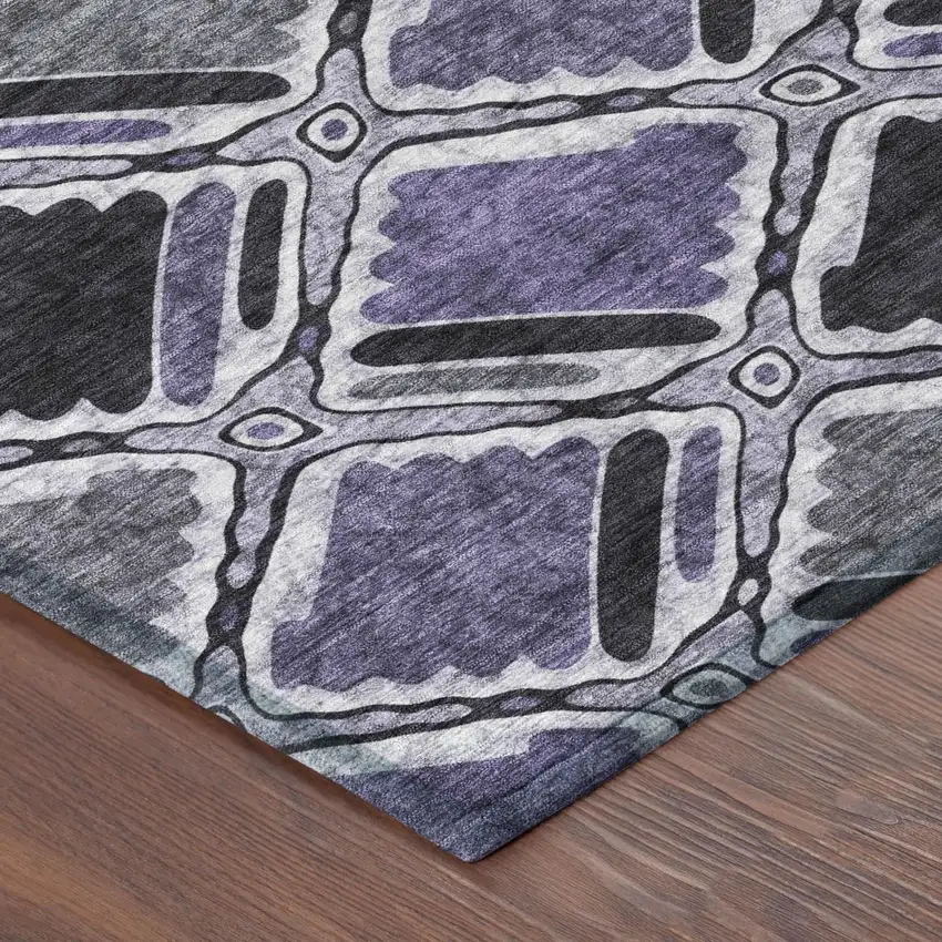 Purple And Lavender Geometric Washable Indoor Outdoor Area Rug Photo 3
