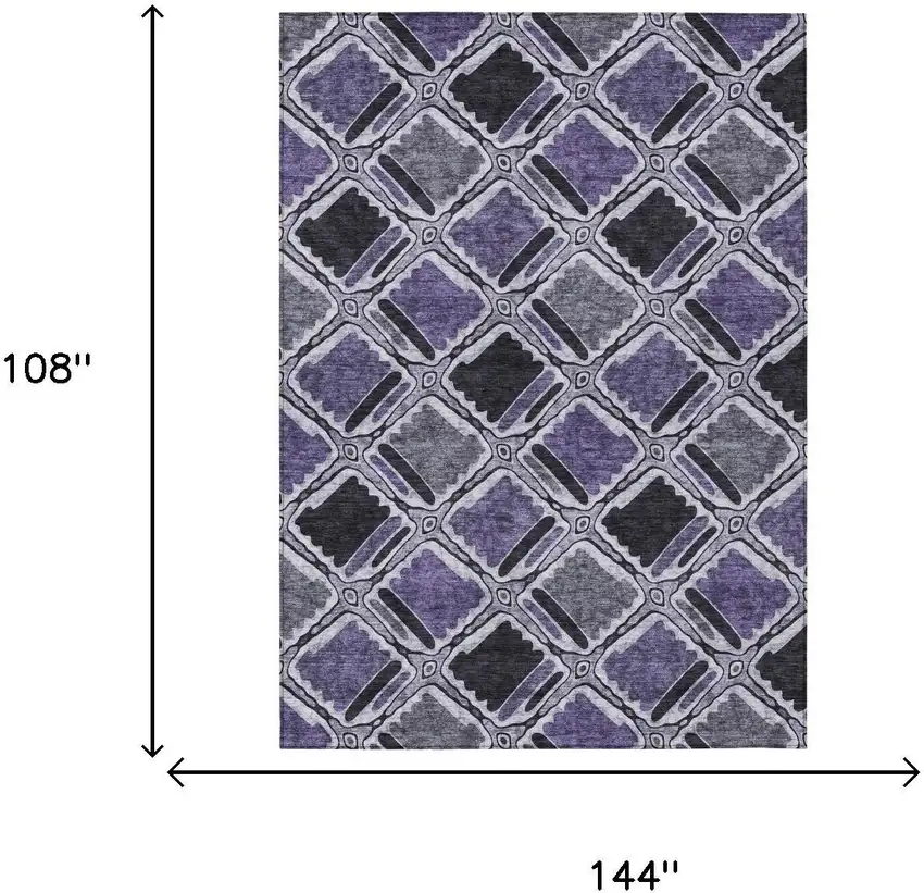 Purple And Lavender Geometric Washable Indoor Outdoor Area Rug Photo 5