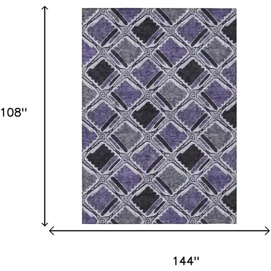 Purple And Lavender Geometric Washable Indoor Outdoor Area Rug Photo 5