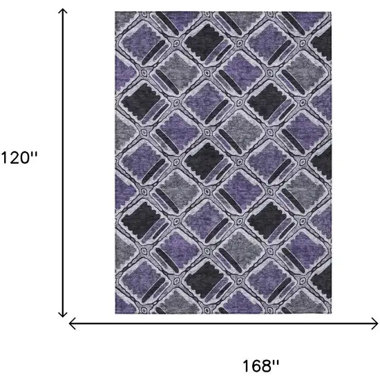 Purple And Lavender Geometric Washable Indoor Outdoor Area Rug Photo 5