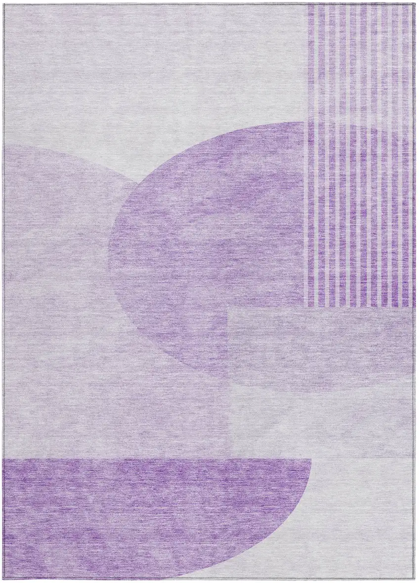 Purple And Lavender Geometric Washable Indoor Outdoor Area Rug Photo 7