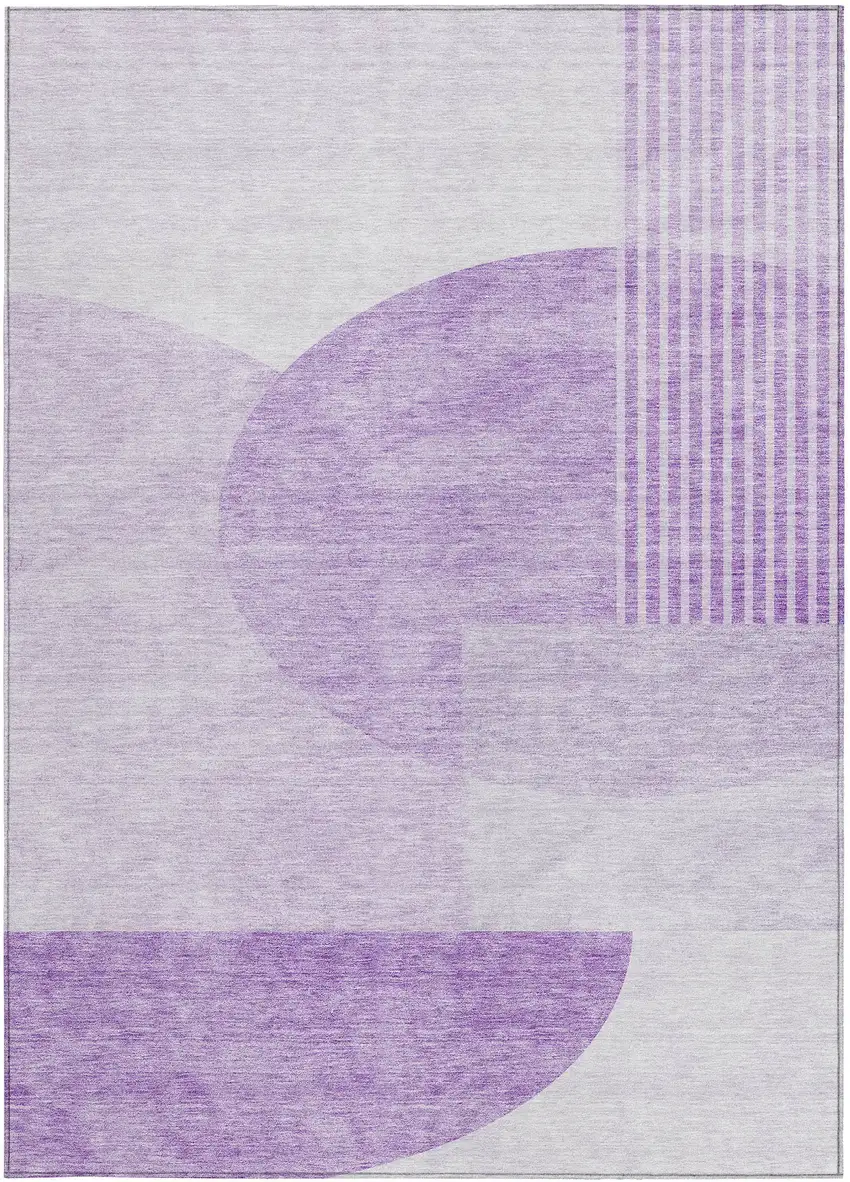 Purple And Lavender Geometric Washable Indoor Outdoor Area Rug Photo 7