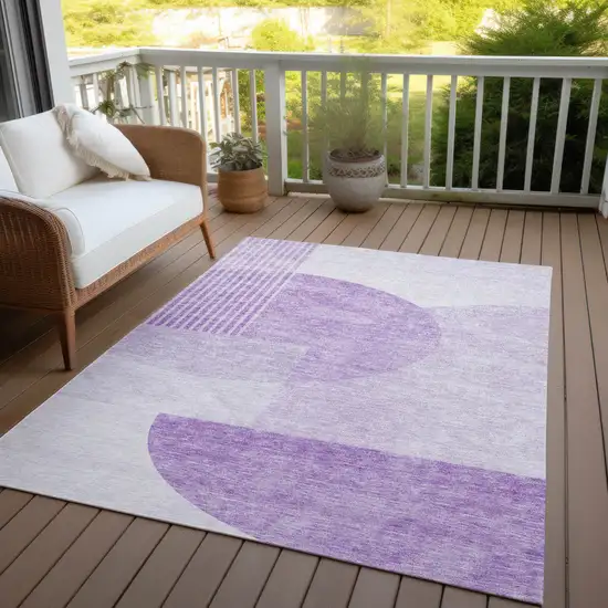 Purple And Lavender Geometric Washable Indoor Outdoor Area Rug Photo 9