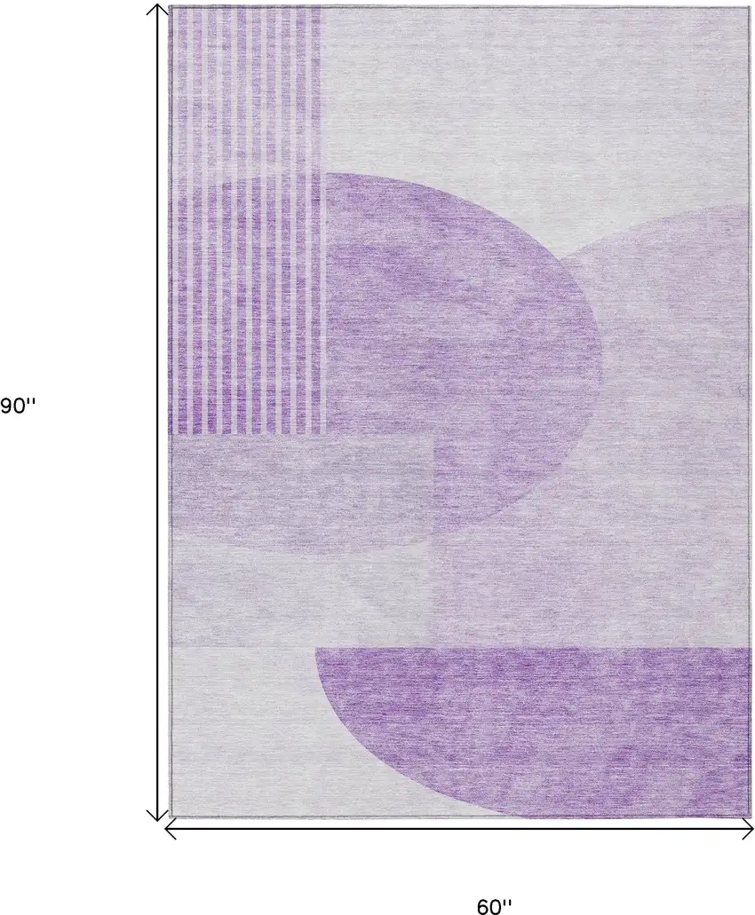 Purple And Lavender Geometric Washable Indoor Outdoor Area Rug Photo 3