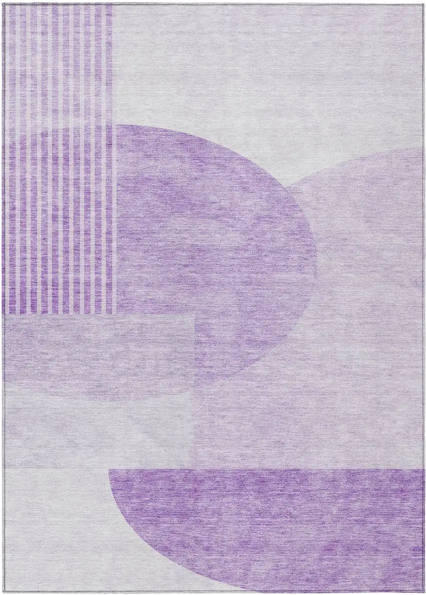 Purple And Lavender Geometric Washable Indoor Outdoor Area Rug Photo 2